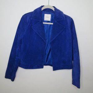 MANGO Royal Blue Genuine Leather Suede Jacket Sz M